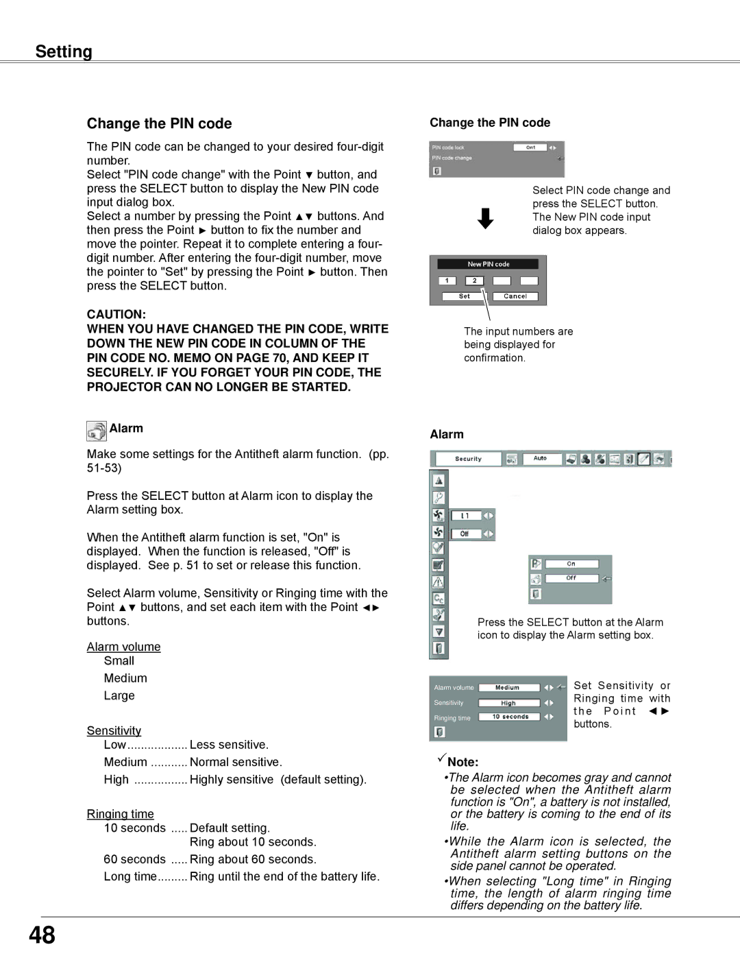 Sanyo PLC-WXE45 owner manual Change the PIN code, Change the PIN code 